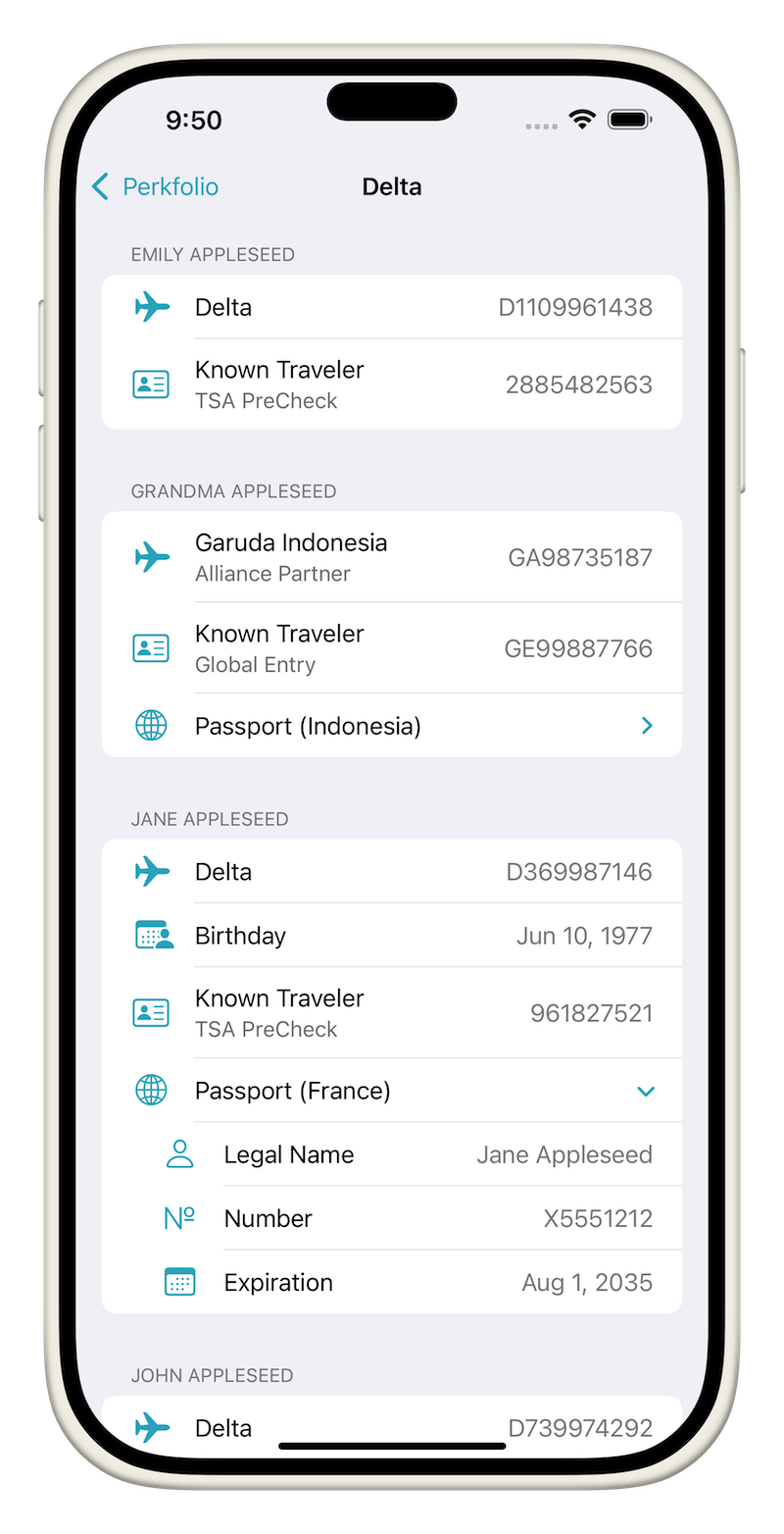 Screenshot of airline booking page